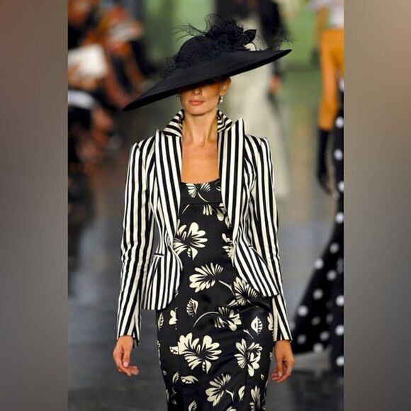 Ralph Lauren Collection ~ Spring 2008 Runway Black & White Stripe Cotton Jacket - Picture 8 of 16